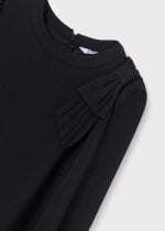 MAYORAL Dievčenské šaty s dlhým rukávom čierne Girl crepe bow dress black 7954 | Welcomebaby.sk