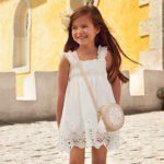 MAYORAL Vyšívané šaty na ramienka biele Embroidered dress white 3940 | Welcomebaby.sk