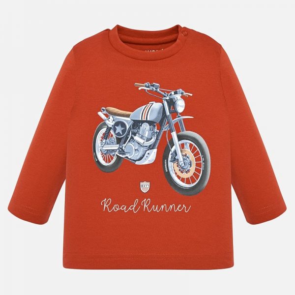 Chlapčenské tričko s potlačou Motorka a nápisom road Runner Mayoral oranžová | Welcomebaby.sk