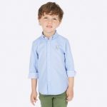 Chlapčenská bavlnená košeľa s golierom na zapínanie Mayoral modrá | Welcomebaby.sk