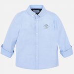 Chlapčenská bavlnená košeľa s golierom na zapínanie Mayoral modrá | Welcomebaby.sk