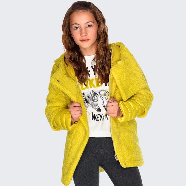 Dievčenský kombinovaný kabát s rukávmi ako klasická vetrovka Mayoral žltý | Welcomebaby.sk