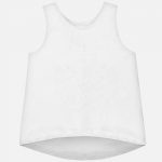 Dievčenské tričko s výšivkou na ramienka Mayoral biele | Welcomebaby.sk
