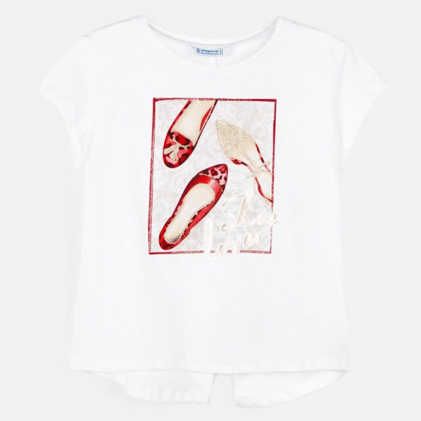 Dievčenské tričko s potlačou Shoes Mayoral červené | Welcomebaby.sk