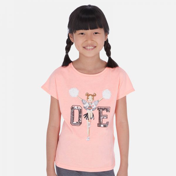 Dievčenské tričko s flitrami cheerleader Mayoral flamingo