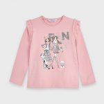 Dievčenské tričko s dievčatkami a nápisom Fancy Mayoral ružové