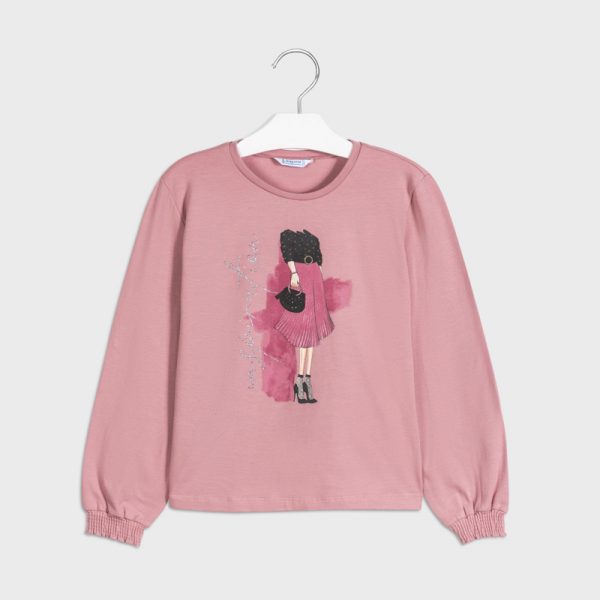 Dievčenské tričko s dlhým rukávom a rukávmi na gumu staroružové | Welcomebaby.sk