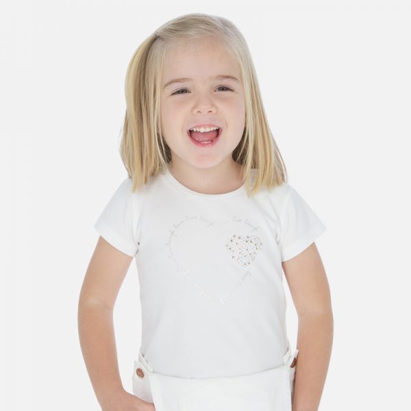 Dievčenské tričko so srdiečkom a nápisom laugh love live Mayoral biele