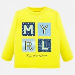 Chlapčenské tričko s dlhým rukávom a písmenami Mayoral žlté