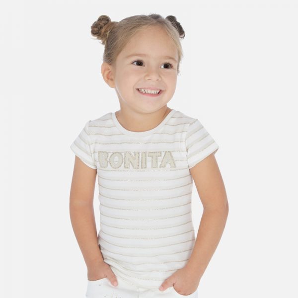 Dievčenské pruhované tričko Bonita Mayoral krémové | Welcomebaby.sk