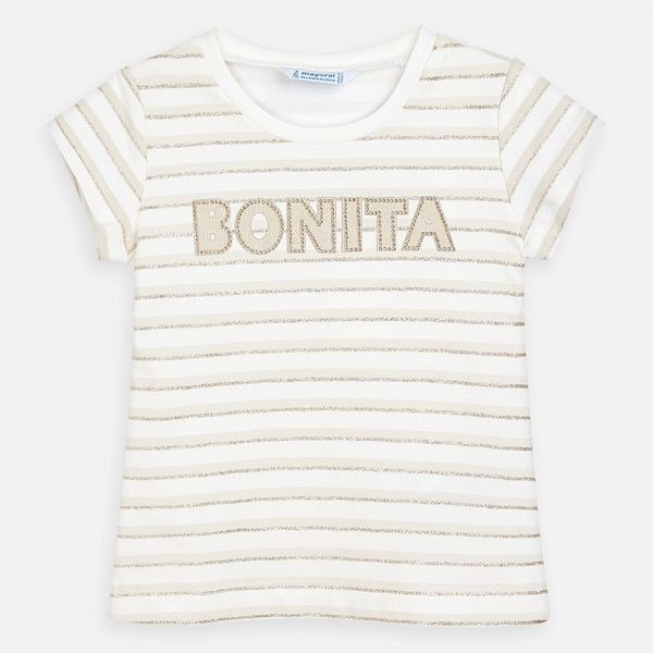 Dievčenské pruhované tričko Bonita Mayoral krémové | Welcomebaby.sk