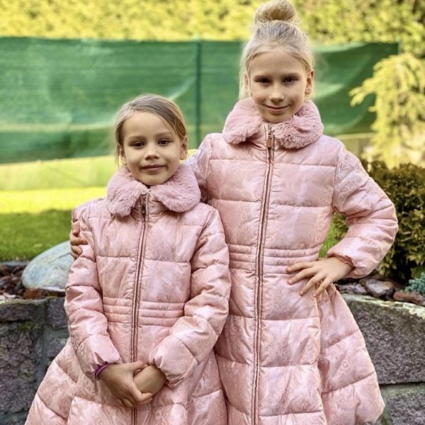 Dievčenská predĺžená bunda s kožušinou Abel & Lula ružová | Welcomebaby.sk