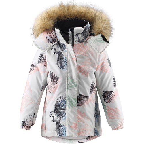Dievčenská zimná bunda s membránou a vtákmi Reima Kiela biela