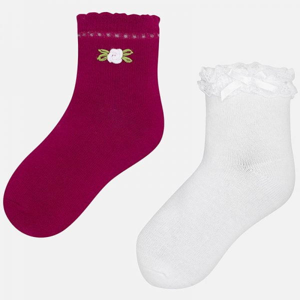Dievčenské ponožky s čipkou Mayoral červená | Welcomebaby.sk