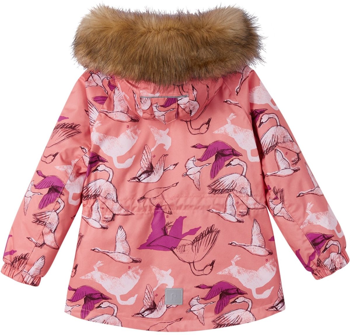REIMA Dievčenská zimná bunda s membránou a vtákmi KIELA coral pink 5100039A | Welcomebaby.sk