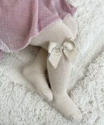 CÓNDOR Klasické pančuchy na boku so saténovou mašľou linen Tights with satin bow 2482 | Welcomebaby.sk