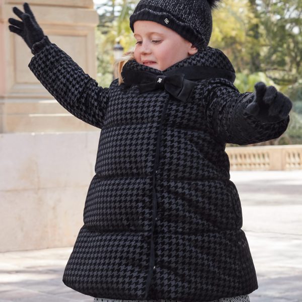 Dievčenská obojstranná vzorovaná bunda s mašľou Abel & Lula čierna | Welcomebaby.sk