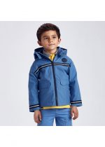 Chlapčenská predĺžená prechodná bunda s kapucňou Mayoral modrá