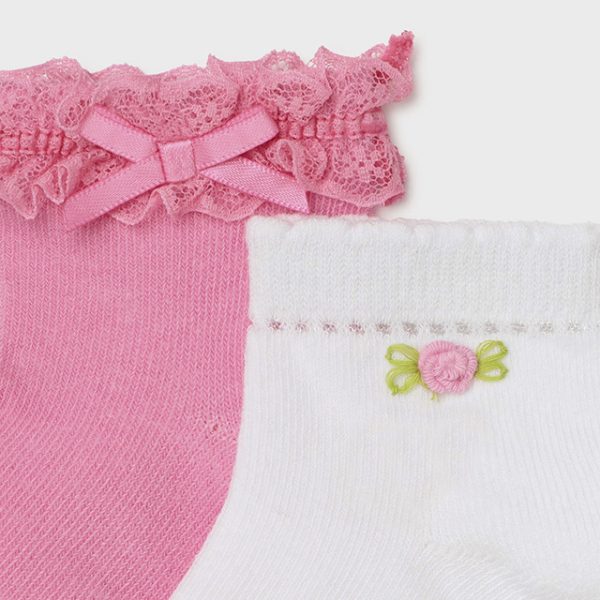 Dievčenské ponožky 2set baby girl Mayoral biele/ružové | Welcomebaby.sk