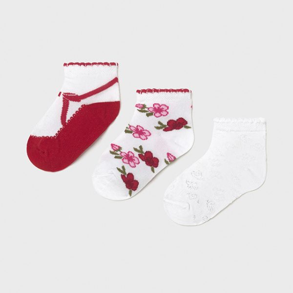 Dievčenské ponožky 3set baby girl Mayoral červené/biele | Welcomebaby.sk