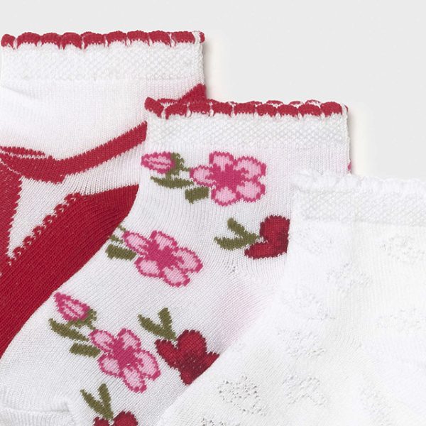 Dievčenské ponožky 3set baby girl Mayoral červené/biele | Welcomebaby.sk