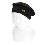 CÓNDOR Dievčenská pletená baretka bez brmbolca čierna Garter stitch beret black 50100010 | Welcomebaby.sk