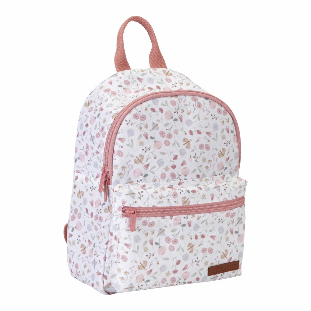 Detský ruksak s kvetmi Little Dutch biely ružový | Welcomebaby.sk