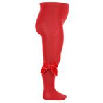 CÓNDOR Hladké pančuchy 550 červené s veľkou velvet mašľou Cóndor Tights with velvet bow red 2489 | Welcomebaby.sk