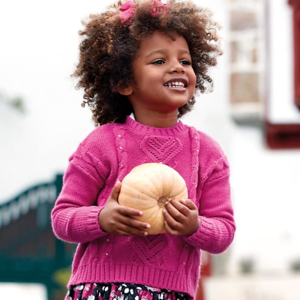 Dievčenský pletený sveter s malým stojačikom Mayoral malinový