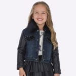 Dievčenská rifľová bunda s koženkovými rukávmi Mayoral