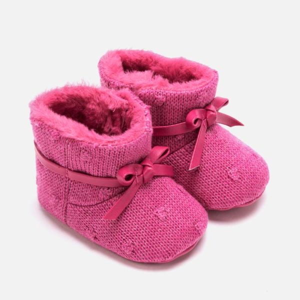 Pletené topánky s mašľou, gumenou podrážkou pre dievčatá Newborn Mayoral ružové