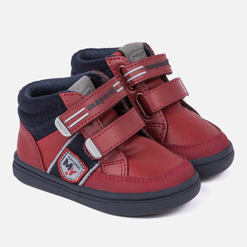 Chlapčenské kožené topánky na suchý zips Mayoral červené
