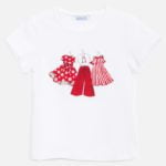 Dievčenské tričko s potlačou oblečenia na vešiakoch Mayoral biele/červené