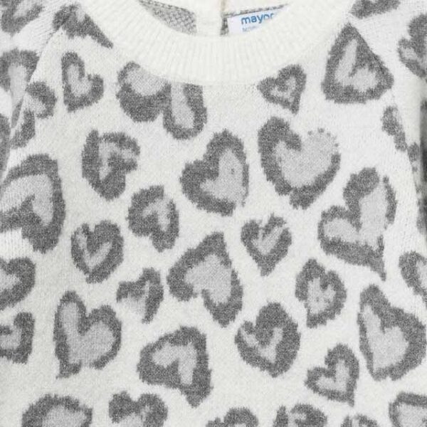 Svetríkové baby šaty so srdiečkami Mayoral biele/sivé | Welcomebaby.sk