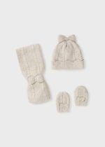 Čiapkový baby set, šál a rukavice Mayoral krémový | Welcomebaby.sk