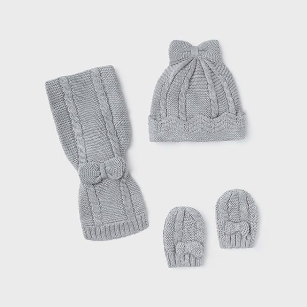 Čiapkový baby set - šál a rukavice Mayoral sivý | Welcomebaby.sk