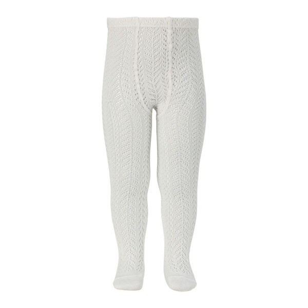 Háčkované pančuchy bez mašle Cóndor jemne krémové Perle cotton openwork tights 2529 | Welcomebaby.sk