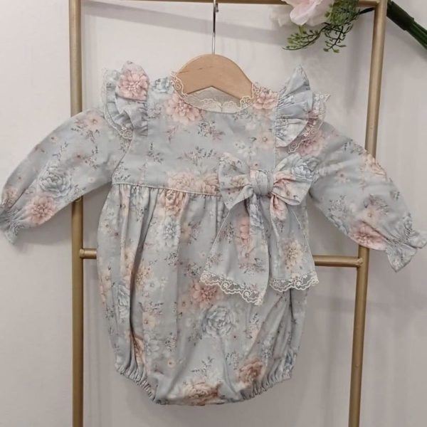 Kvetinové body romper s volánom Puro Mimo svetlomodré | Welcomebaby.sk