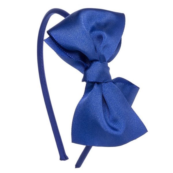 Čelenka s veľkou lesklou mašľou Siena royal blue modrá | Welcomebaby.sk