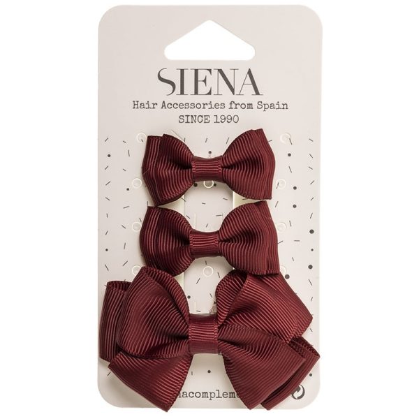 Elegantná mašľa vínová červená do vlasov 3set Siena bordová wine rose | Welcomebaby.sk