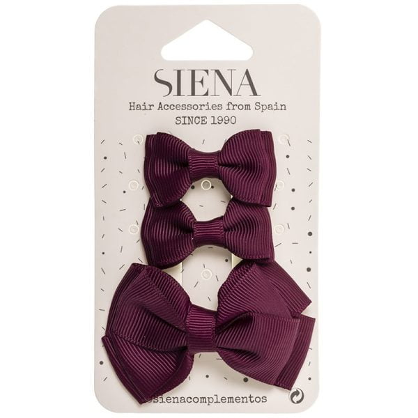 Elegantná mašľa do vlasov 3set Siena burgundi | Welcomebaby.sk