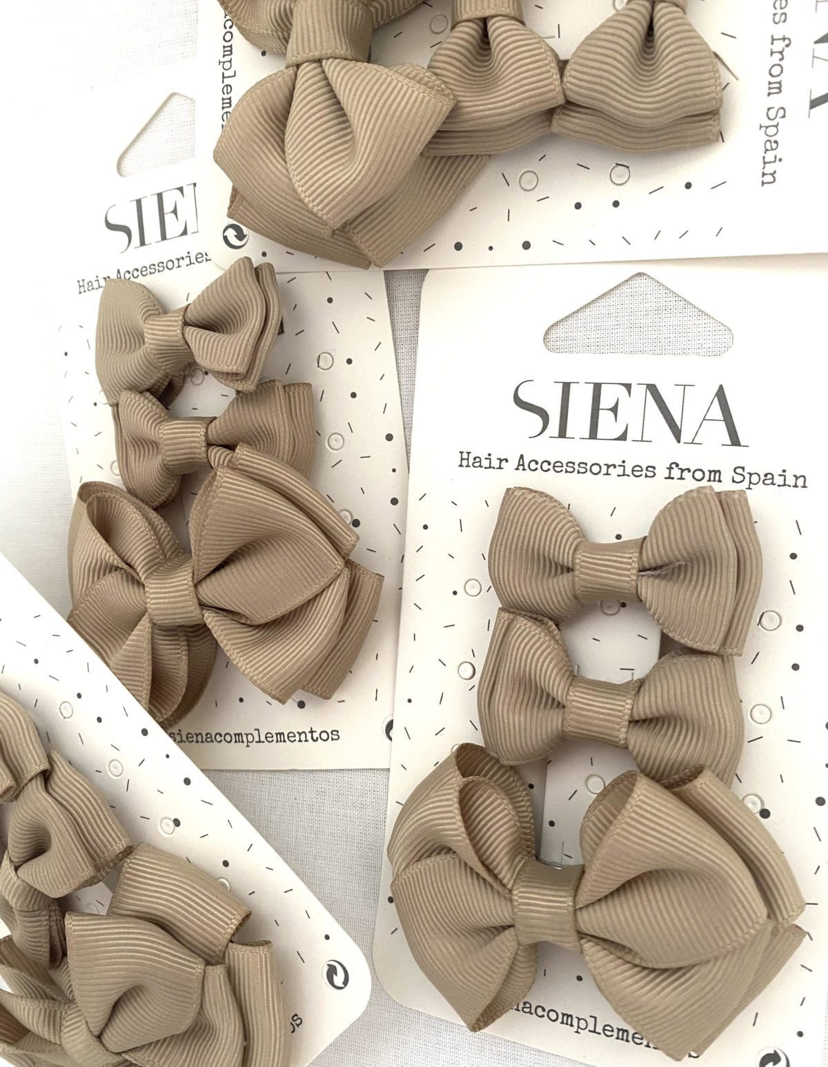 Elegantná mašlička do vlasov 3set Siena béžová | Welcomebaby.sk