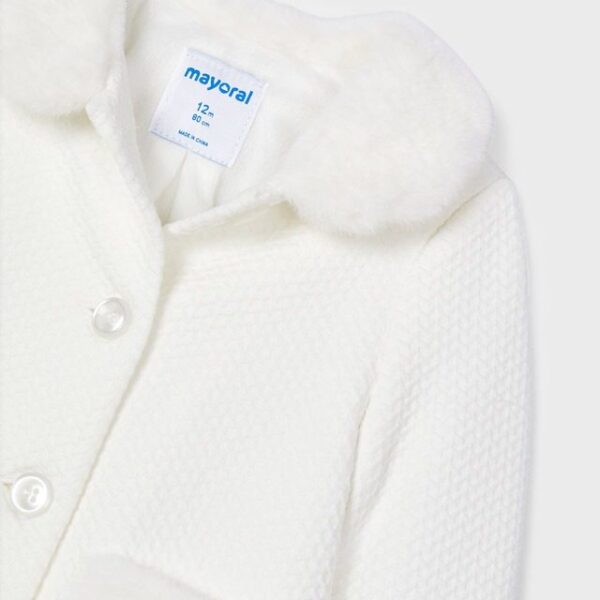 MAYORAL Štruktúrovaný baby kabát Structured knit coat biely | Welcomebaby.sk