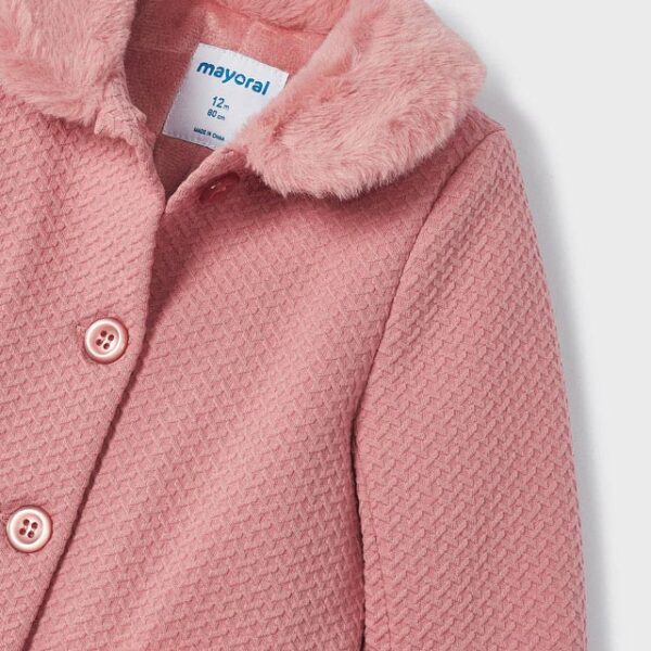 Štruktúrovaný baby kabát Structured knit coat baby Mayoral ružový blush 2432 | Welcomebaby.sk