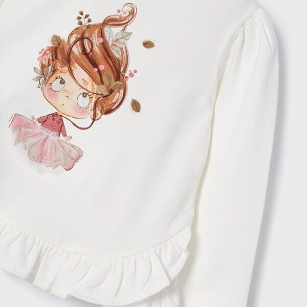 Legíny a tričko s volánom s potlačou dievčatka s veľkými vlasmi Leggings with ruffle top set baby Mayoral ružové blush 2722 | Welcomebaby.sk
