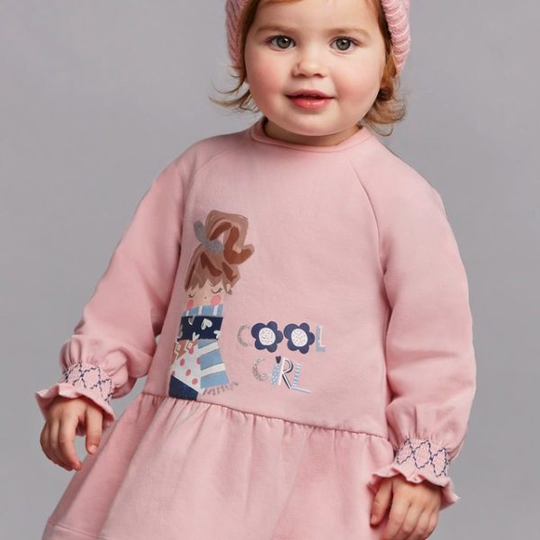 Teplákové šaty s gumičkovými rukávmi Fleece dress baby Mayoral ružové 2956 | Welcomebaby.sk