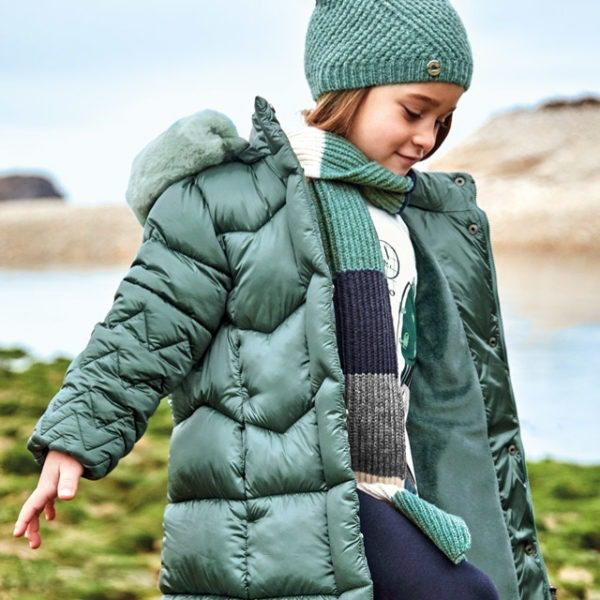 Dievčenská dlhá bunda Long padded jacket girl Mayoral zelená lake 448838 | Welcomebaby.sk