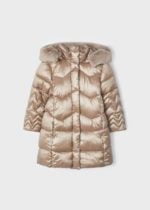 Dievčenská dlhá bunda Long padded jacket girl Mayoral krémová zlatá mole 448839 | Welcomebaby.sk