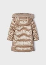 Dievčenská dlhá bunda Long padded jacket girl Mayoral krémová zlatá mole 448839 | Welcomebaby.sk