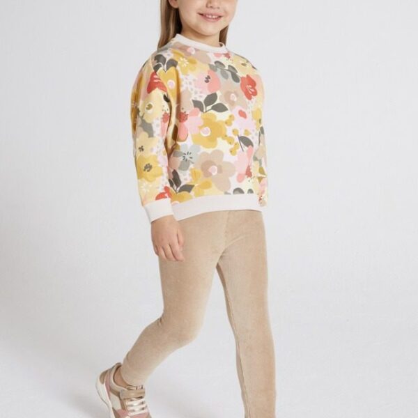 MAYORAL Semišové legíny s kvetovanou mikinou Corduroy leggings and top set girl 4773 honey | Welcomebaby.sk